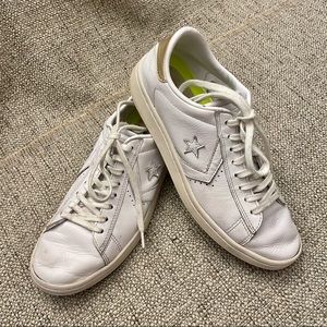Converse Pro Leather 76 Low White & Gold Sneakers, 7.5